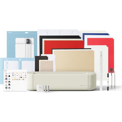 Cricut Explore® 5 Essential Bundle + Contenuti digitali. Macchina da taglio intelligente, ideale per adesivi in vinile personalizzati, T-shirt, sticker a colori, biglietti e altro (1/5)