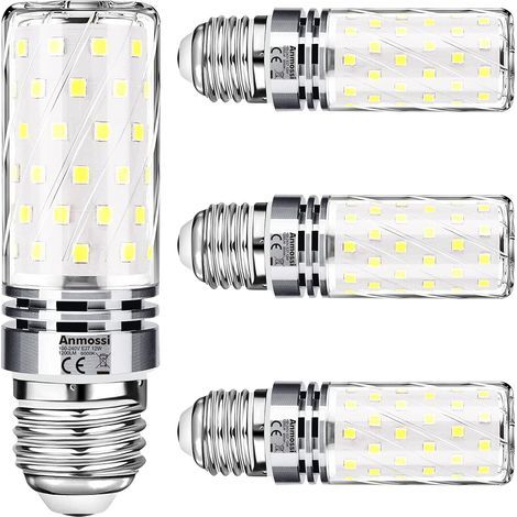 GROOFOO E27 LED-Lampe, Kaltweiß 6000K, 12W LED-Maiskolbenlampe, entspricht einer 100W Halogenlampe, 1200lm, 360° Abstrahlwinkel, nicht dimmbar, flimmerfrei, E27 LED-Beleuchtung, 4er-Pack (1/5)