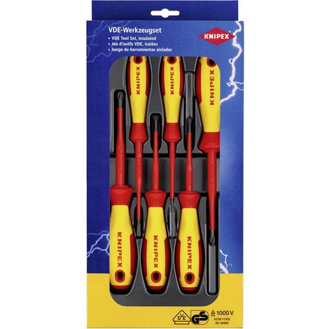 KNIPEX 00 20 12 V04 Assortimento giraviti VDE Intaglio / Phillips® / Pozidriv® 6 pezzi (1/2)