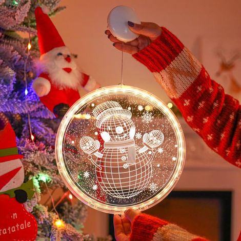 Lampe de Noël à suspendre pour fenêtre, lampe de décoration de Noël, lampe à ventouse LED, 16 cm (1/5)
