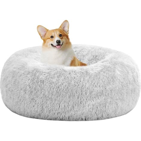 Orthopädisches Hundebett rund, waschbar, kuschelig, 70 cm, hellgrau (1/5)