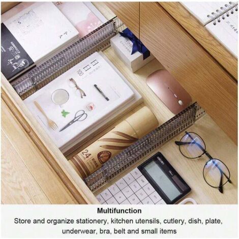 4 Pack Drawer Dividers, Expandable Drawer Organizer Dividers 51-27.5cm, Multi-Drawer Organizers for Bathroom Bedroom Office Dresser (1/4)