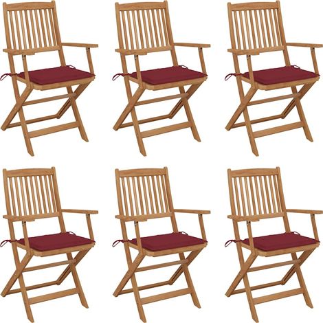 Klappbare Gartenstühle 6 Stk. mit Kissen Massivholz Akazie (1/5)