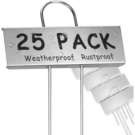 25 x 27 cm Iron Plant Labels, Outdoor Garden Labels, Metal Vegetable Garden Labels, Planting Labels Silver (1/5)