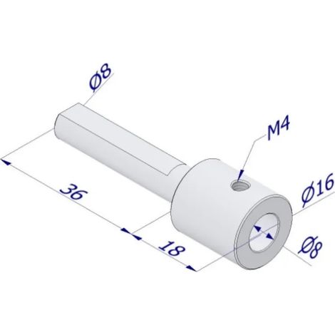 PROLUNGA DIAMETRO MM.8 PER CODOLO CILINDRO ATTACCO POMOLO LUNGHEZZA TOTALE MM.54