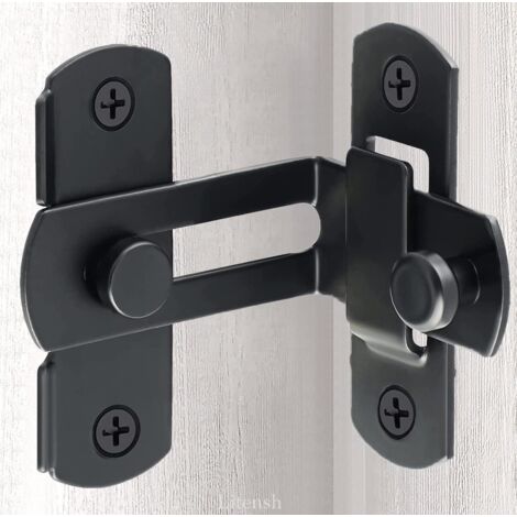 Right Angle 90 Degree Sliding Barn Door Latch Stainless Steel, Sliding Flap Door Latch, Security Lock for Door Window Wine Cabinet Garden Black (1/5)