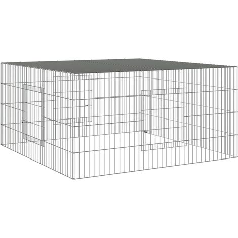 Cage à lapin 110 x 110 x 55 cm Fer galvanisé Argent (1/5)