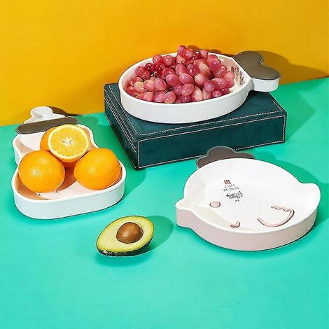 Obstteller in Cartoonform mit Abtropffläche – Innovative Snack- und Dessertteller für Zuhause-Small Fish-Blue