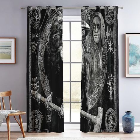 Rideau Occultants Mandala, Effets de lumière colorés, Style bohème Isolant Thermique Anti Froid en Chambre Salon pour Rideaux à Oeillets Noir Blanc Les bloquant la 75L X 166H cm (2 Panneaux) - 75L X 1 (1/5)