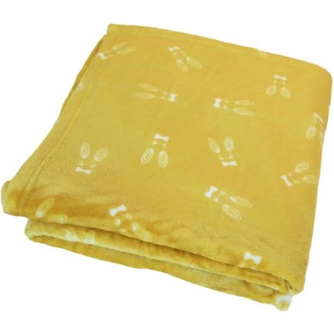 Couverture bébé aux impressions de lapins Jaune 75x100 cm (1/2)