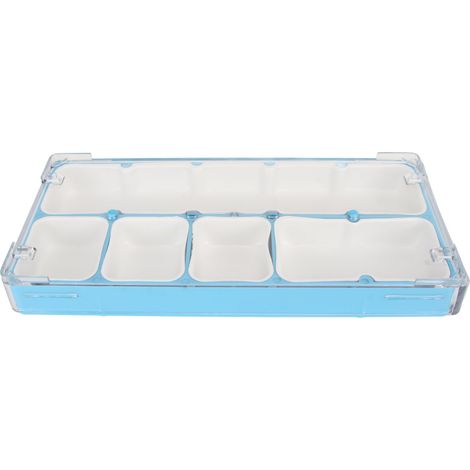 Boîte de rangement portable bleue verrouillable pour outils et pièces de réparation de montres, empilable, avec base et doublure en caoutchouc. (1/5)
