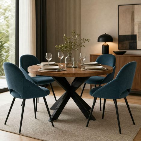 Table à manger ronde en bois de manguier Ø140 cm FULTON (1/5)