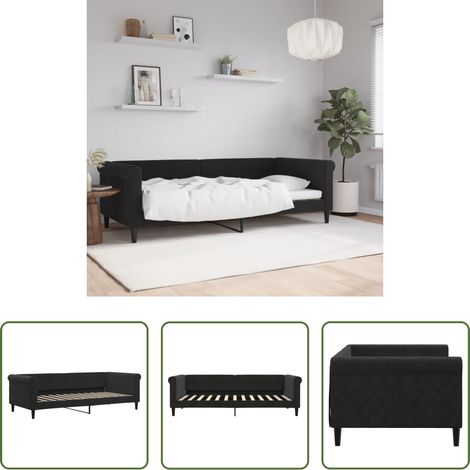 Schlafsofa - Tagesbett Schwarz 90x200 cm Samt (1/5)