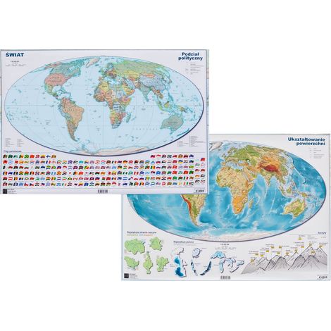 Mondo. Mappa politica e fisica. Tappetino da scrivania fronte-retro. (1/5)