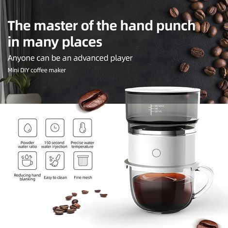 Versez le contenu du compte-gouttes à café réutilisable de 190 ml (6,76 oz), qui contient 1 à 3 tasses, idéal pour le camping/les voyages d'affaires, la maison et le bureau. (1/5)