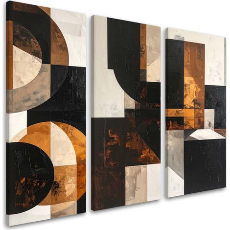 Tableaux sur toile lot  Abstraction géométrique marron formes 3 x 20x40