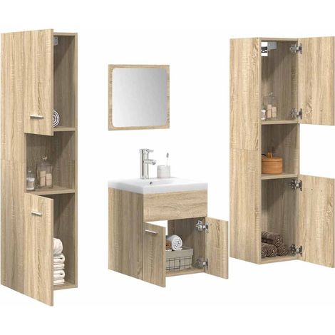 5-tlg. Badmöbel-Set Sonoma-Eiche Holzwerkstoff