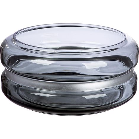 Vase Rond en Verre Gris 32,5 cm Accessoire de décoration d'intérieur Vase à Fleurs Décoration de Table (1/2)