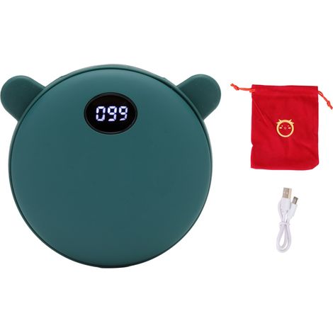 Chauffe-mains, batterie externe, batterie externe USB portable double usage, mini chauffe-mains électrique antidéflagrant, cadeau/cadeau de Noël, oreille d'ours vert (1/5)