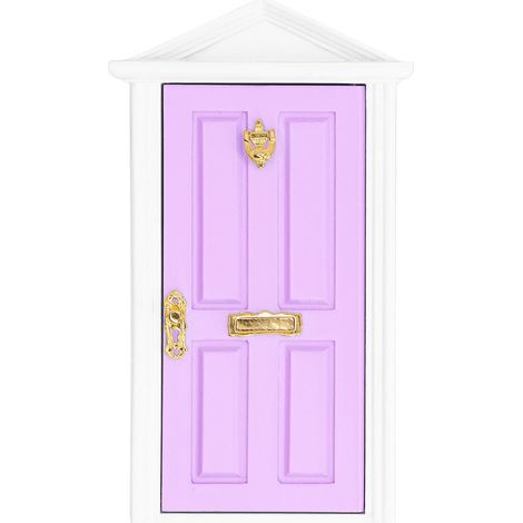 Maison de poupée miniature à l'échelle 1:12, porte en bois miniature, modèle réduit de porte en bois à micro-échelle, toit pointu, porte à 4 fentes, violet clair (1/5)