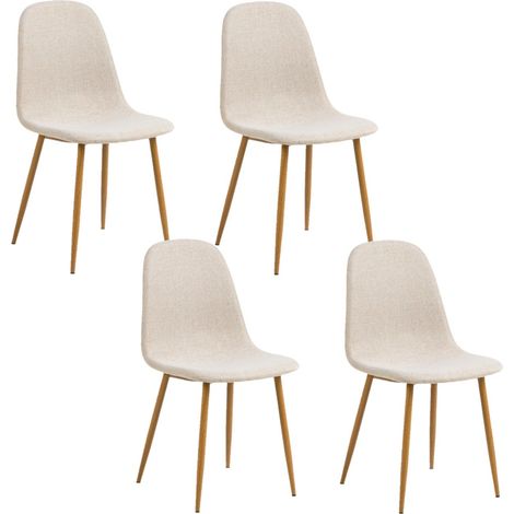 Lot de 4 chaises de salle à manger en tissu avec pieds en acier CLELIA (1/5)