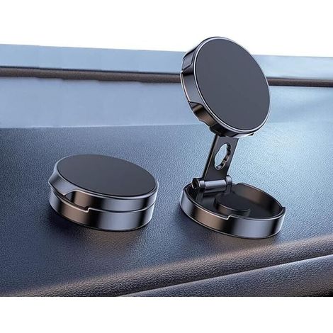 Support Telephone Voiture Magnetique【Pliable Multifonction】 Aimant Telephone 360° Porte Compatible avec iPhone Samsung pour Tous Les Smartphones- Noir (1/4)