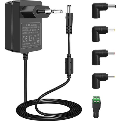 Adaptateur d'alimentation 9V CC 1,5 A, Alimentation à découpage AC 110-240V, Chargeur de Transformateur Mural 13,5W pour UNO R3, vélo, Balance de Cuisine, Platine. (1/5)