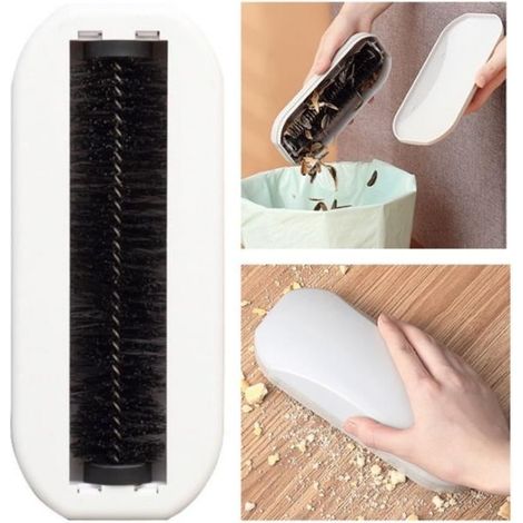 Ramasse miette de table,Brosse Rouleau de Table Lisse,Aspirateur à main,pour Voiture,Peluches,épluchage,Papier,poils d\'animaux,blanc (1/4)