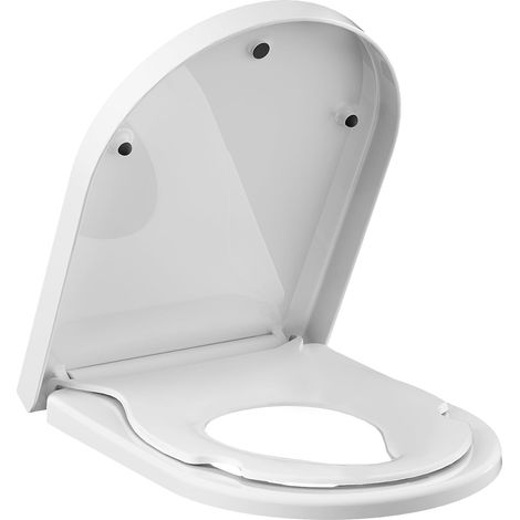 Abattant WC professionnel D-Forme - Réducteur enfant intégré, frein de chute, démontage rapide, charnières réglables, UF Duroplast, hygiénique - Pour toilettes commerciales - Couleur : grand D europée (1/5)