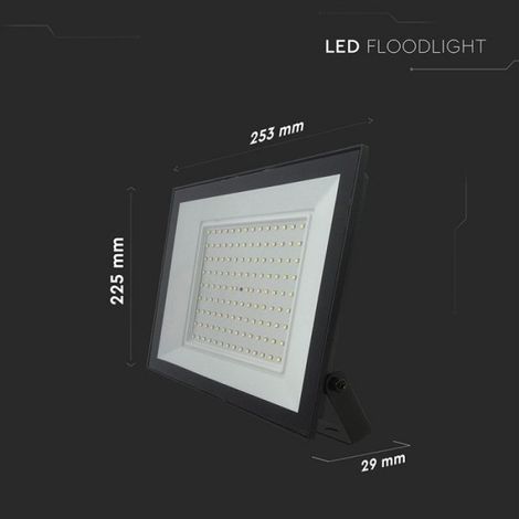 Projecteur LED - 100 W - 9500 Lm - 4000 K - Angle 110 Deg - IP65 - Aluminium - 253x29x225 Mm - Noir - 1 Unite (1/5)