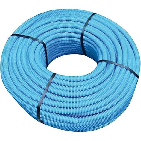 Tubo corrugato isolante azzurro Ø20 mm con tirafilo rotolo da 100 metri pvc autoestinguente tubifor 100-tf01020at100