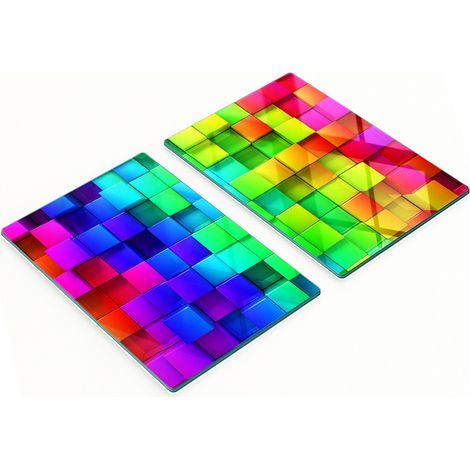 Planches à découper décoratives en verre trempé, boîtes colorées, 2 x 40 x 52 cm (1/5)