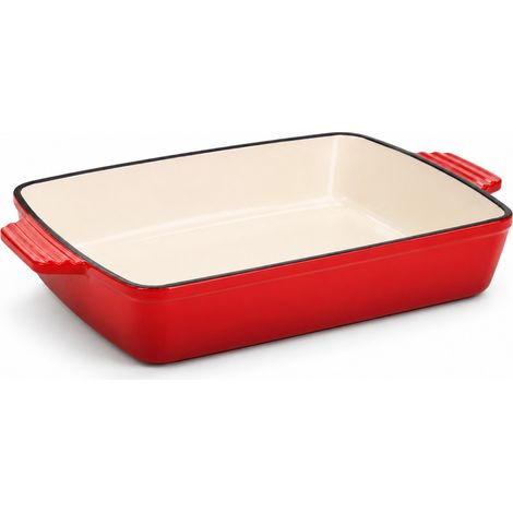 Oypla Red Cast Iron  Enamel Roasting Pan Casserole Dish (1/5)