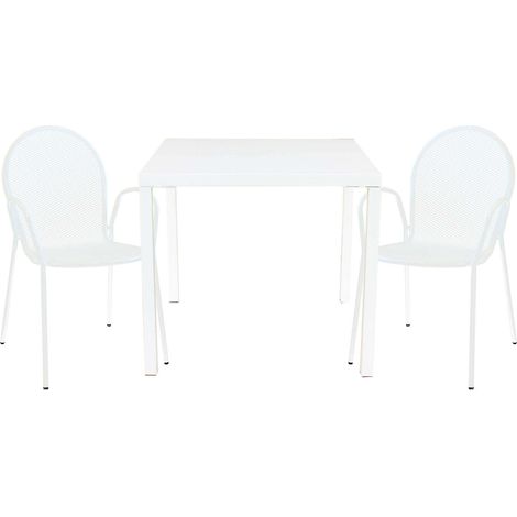 INDEX - set tavolo in metallo cm 80 x 80 x 73h con 2 poltrone Maris (1/5)