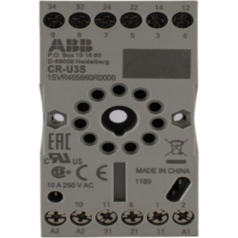 Zoccolo relè 10A 250V morsetto a vite per 3 contatti di scambio ABB