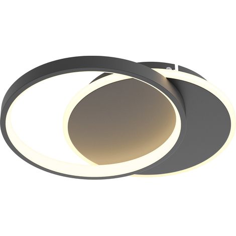 GBLY LED Deckenleuchte Dimmbar Deckenleuchte Wohnzimmer mit Fernbedienung Moderne Schlafzimmer Design Flach 2 stück Runden Ring Wohnzimmer Lampe für Küche Schlafzimmer Hall Esszimmer ,Schwarz