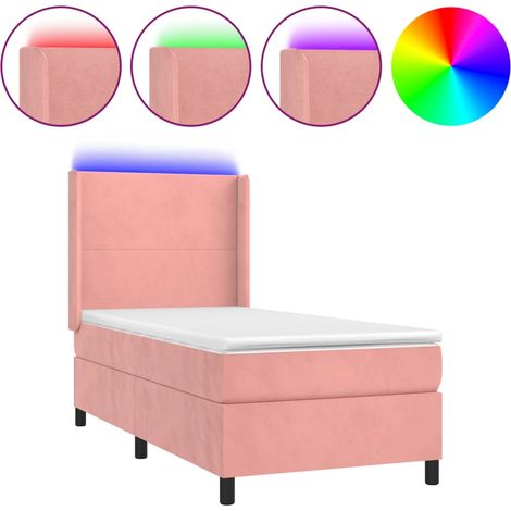 Maison Exclusive - Letto a Molle con Materasso e LED Rosa 90x200 cm in Velluto