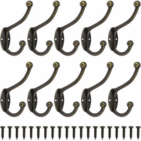 Vintage-Wandhaken aus Metall – 10er-Set – Zinklegierung – Maximale Traglast 15 kg – Einfache Montage an Massivholz – Briday-Crezuo