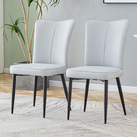Esszimmerstuhl Set 2er PU mit Metallbeinen Hellgrau OKMYHOME (1/5)
