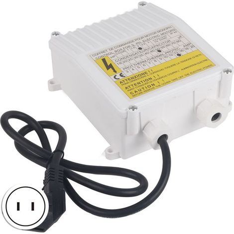 Boîtier de Contrôle de Pompe avec Disjoncteur Thermique Intégré pour Pompes Submersibles et d'Aspiration Domestiques 1.5KW 2HP 80uf 25A Prise US 110V (1/5)