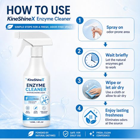 KineShineX Bio-enzyme Deodorizing Cleaner - Eliminates Urine, Musty, and Other Odors from the Source (Deodorizing Spray) (1/5)