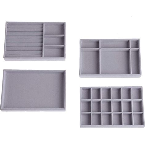 Schmuck-Organizer-Schubladenset, 4er-Set mit Tablett-Präsentationsständer