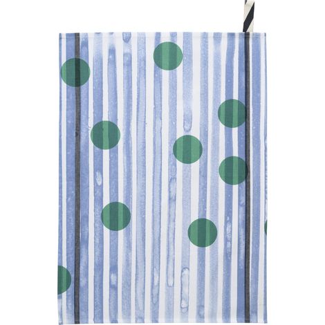 Torchon de Cuisine Absorbant en Coton Biologique Rayé Blanc et Citron 50 x 70 cm - PANGIVO