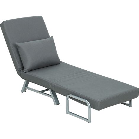HOMCOM Poltrona Letto Singolo Reclinabile a 5 Livelli Cuscino Extra Grigio Scuro