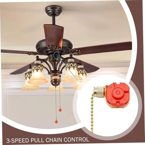 Interrupteur de vitesse pour ventilateur de plafond avec cordon à trois positions, interrupteur à fermeture éclair pour l'éclairage du ventilateur, argent