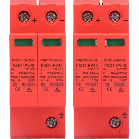 2-polige Überspannungsschutzgeräte, FXD1-PV40 2P 40kA, Schutzgerät mit feuerbeständigem PC-Gehäuse und Sichtfenster, maximaler Ableitstrom 40kA, Ableitstrom