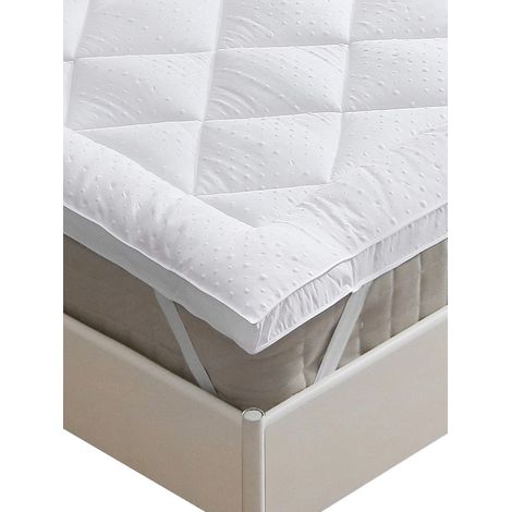Surmatelas 120x200 cm Microfibre - Dessus de Matelas Moelleux pour Clic Clac et Voyage - Lavable avec Sangles Élastiques - 1 Personne 120x190/200 4cm, Blanc (1/5)