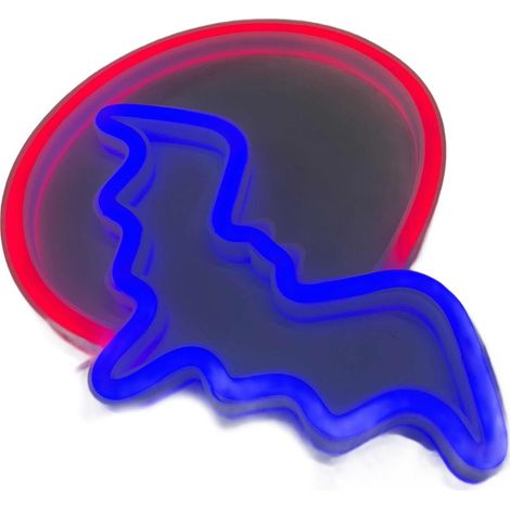Enseigne lumineuse néon Halloween Lune et Chauve-souris, LED, alimentée par batterie USB, pour décoration murale chambre, bar, fête, cadeau pour enfants (1/5)