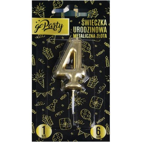 Candelina di compleanno 4 Oro metallizzato