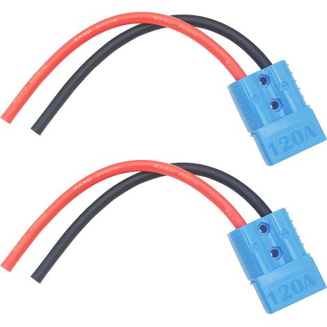 Connecteur Batterie, 2 Jeux connecteur Rapide Batterie (Bleu), 120A 600V Prise de Connexion/déconnexion Rapide de Batterie, avec câble 6 AWG 25 cm (1/5)